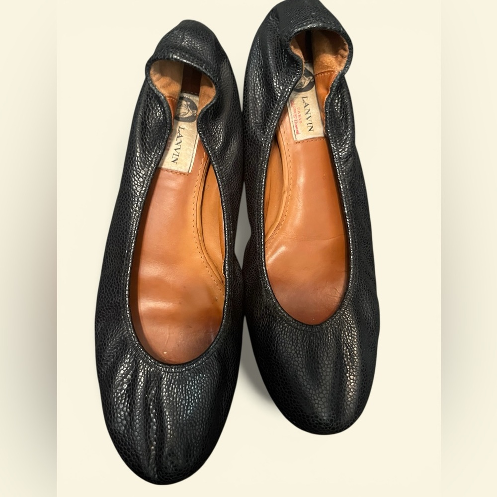 Lanvin Black Leather Ballet Flats